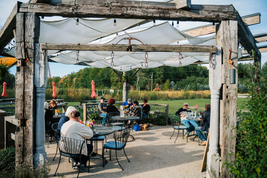 The outdoor patio space at Charlotteville Brewing Company. 